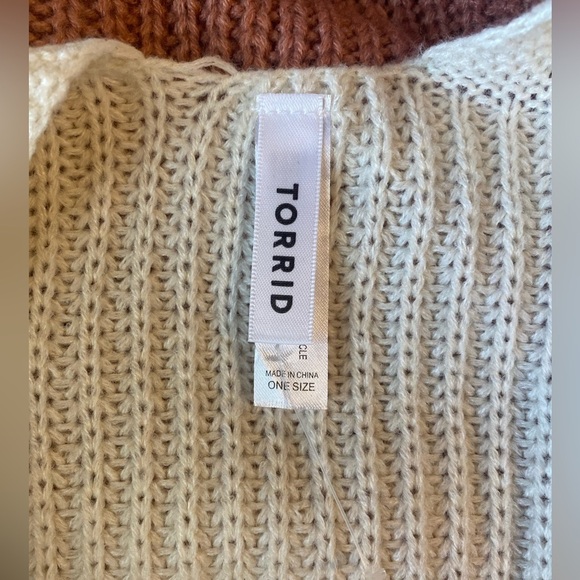 NWOT TORRID Ruana Knit Multi Color Dip Dye Sweater Wrap, Size OS - Picture 4 of 8